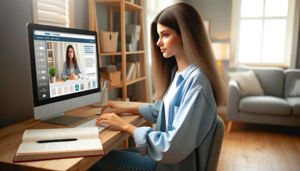 young woman studying ESAP virtual course