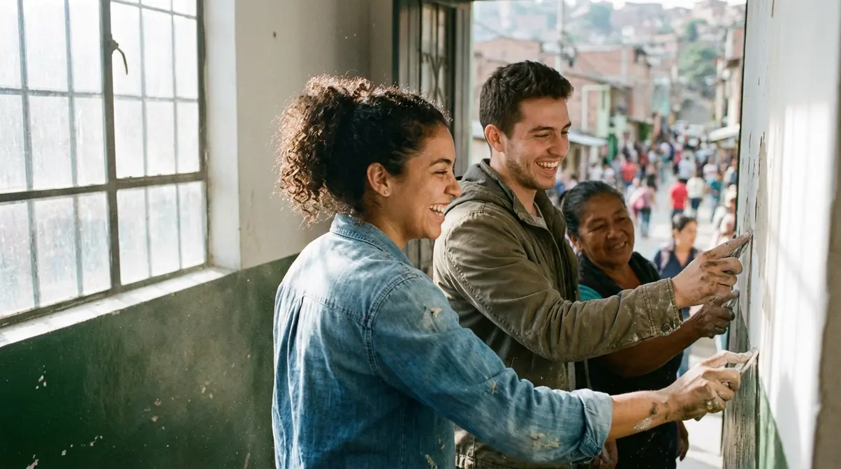 Estudiantes de Teología en Colombia aplicando sus conocimientos en un entorno comunitario.